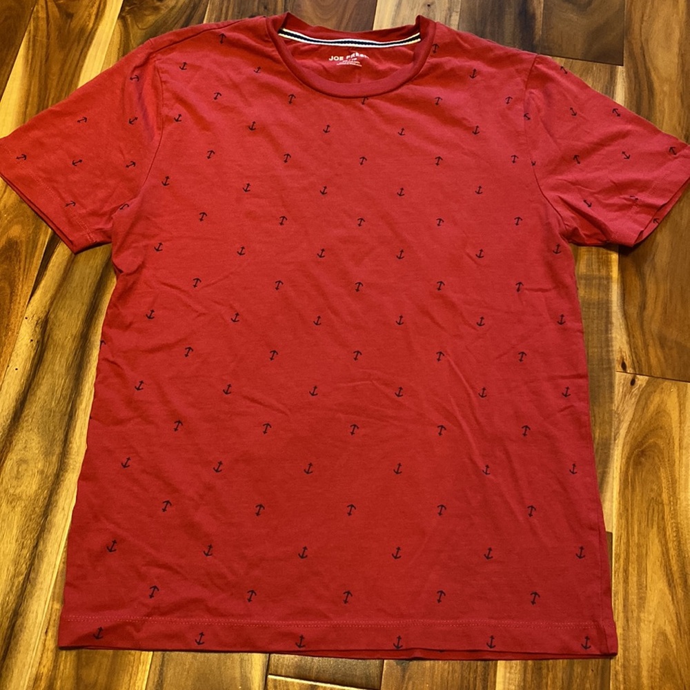Men’s Size X-small 100% Cotton Joe Fresh T-shirt- Brick Red with Navy Anchors